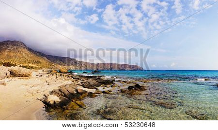 Panoramic View Of Kedrodasos Beach, Island Of Crete, Greece