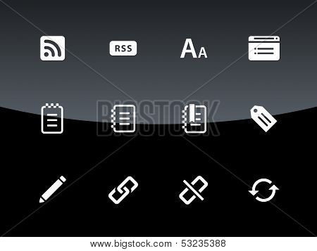 Blogger icons on black background