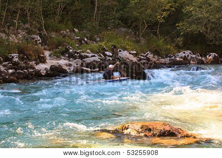 Kayaking On The Soca River, Slovenia