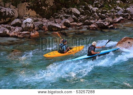 Kayaking On The Soca River, Slovenia