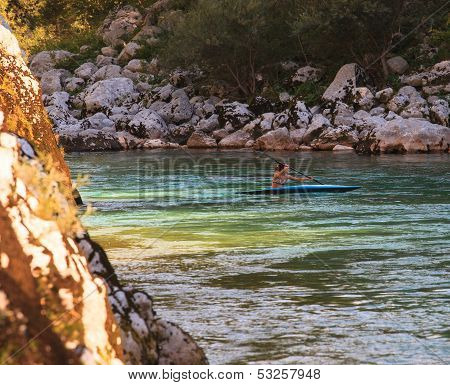 Kayaking On The Soca River, Slovenia