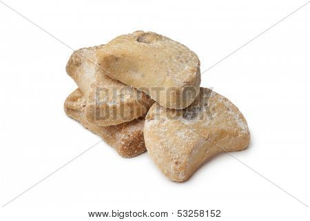  Box with colorful Turkish cookies on white background