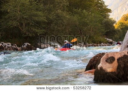 Kayaking On The Soca River, Slovenia