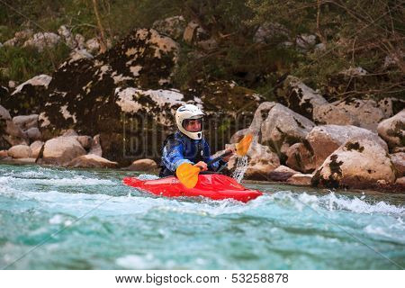 Kayaking On The Soca River, Slovenia