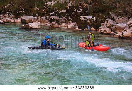 Kayaking On The Soca River, Slovenia