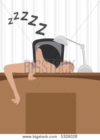 Man Asleep At Desk