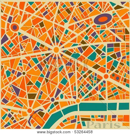 Vector Background Abstract Pattern Paris city map Trendy colors