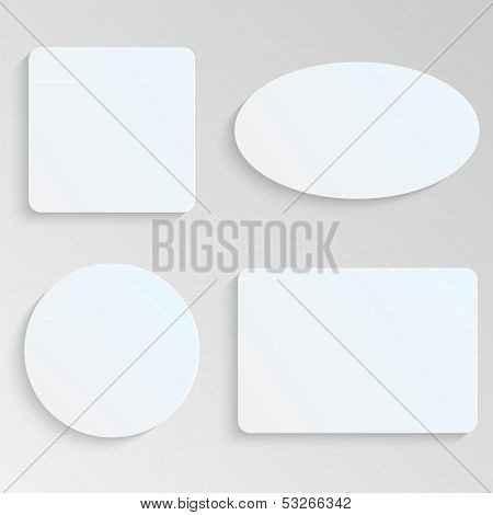 Paper Sheets Of Different Shapes On Gray Background.white Geometric Shape.vector