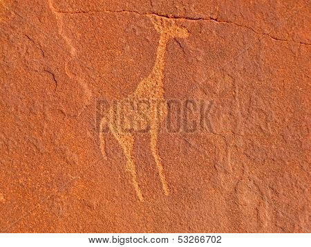 Rock engraving of a giraffe, Twyfelfontein archaeological site, Namibia	
