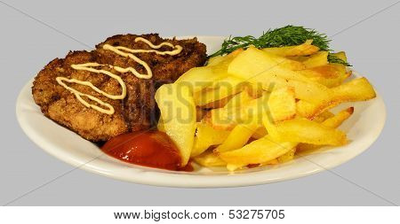 French Fries With Chicken Chops