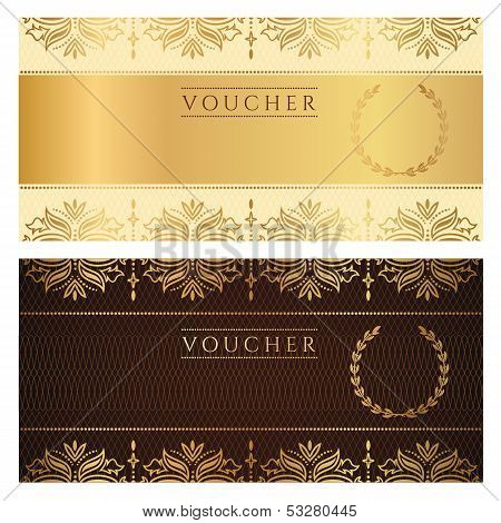 Gift certificate, Voucher, Coupon, Reward, Ticket template with  scroll (swirl pattern)