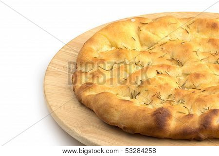 focaccia in a wooden plate