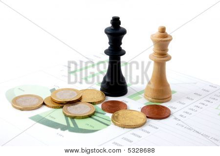 Chess Mann über Business Diagramm