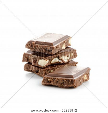 Closeup Detail Of Chocolate With Almods Parts