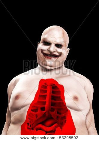 Fat Horrible Clown With Split Chest