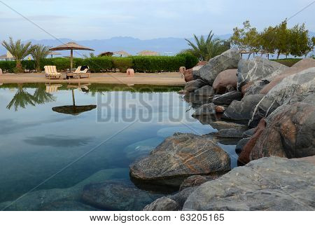 Beautiful view on beach and reservoir