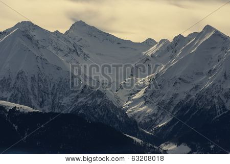 Panoramic View, South Side, Of Massif Of Maladeta In The Pyrenees
