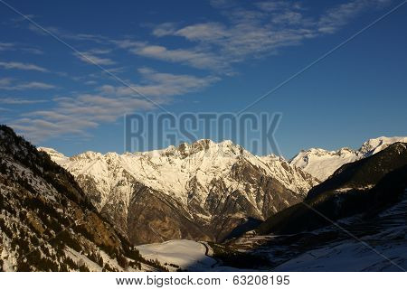 Panoramic View, South Side, Of Massif Of Maladeta In The Pyrenees