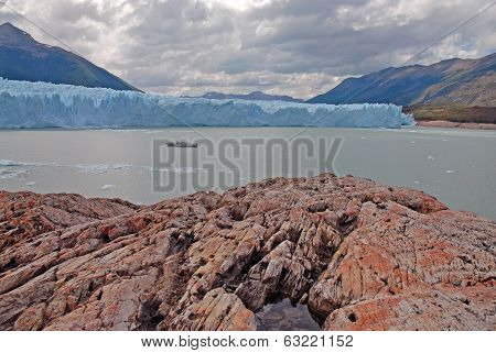 Ship and the Perito Moreno Glacier in Patagonia Argentina
