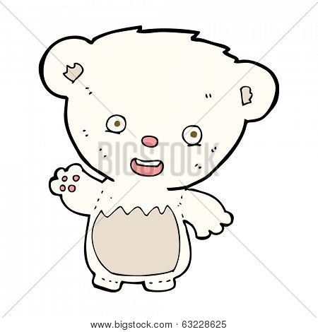 cartoon polar bearcub waving