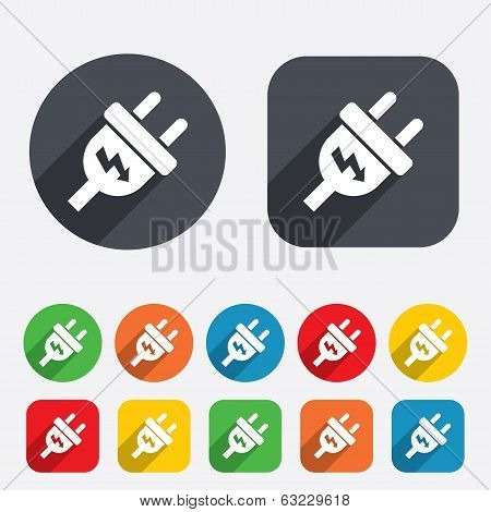 Electric plug sign icon