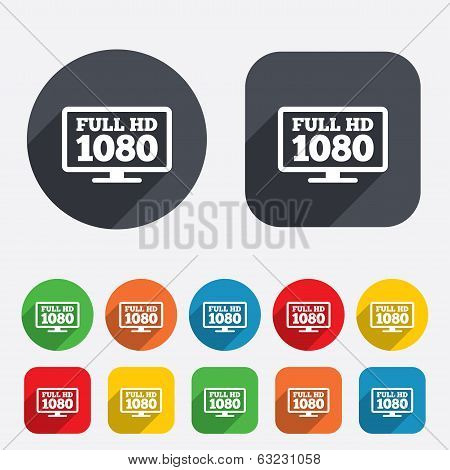 Full hd widescreen tv. 1080p symbol.