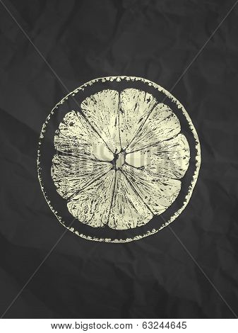 Orange Slice Illustration On Black Paper Texture Background
