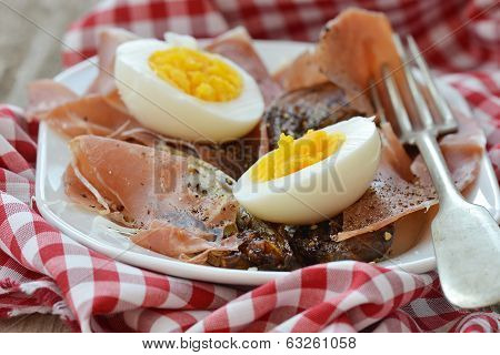 Red Endive Eggs And Hamon Warm Salad