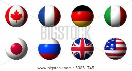 Collage of flags of the G8 countries