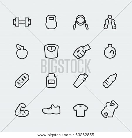 Vector Fitness / Bodybuilding Mini Icons Set