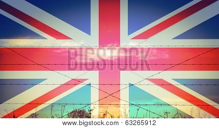 Union Jack On The Battle Fields Of Ww1 Barbed Wire