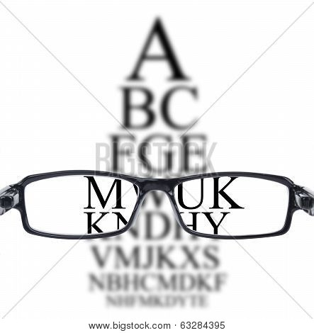 Sight Test Seen Through Eye Glasses