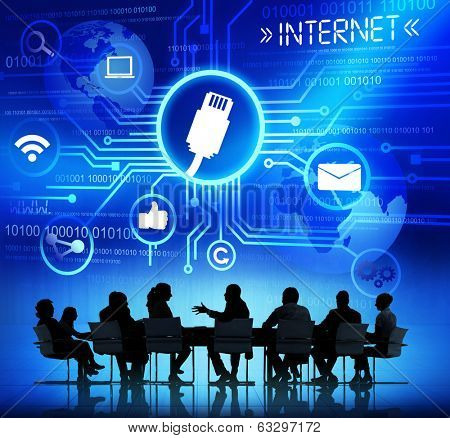 Group of Business People Dicussing Online Connectivity