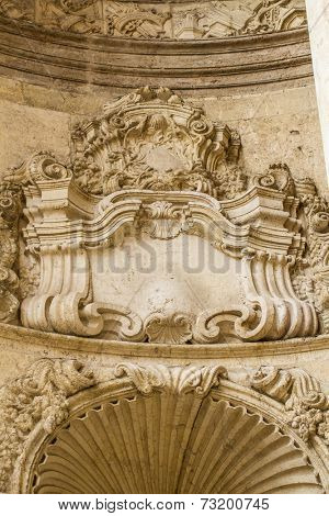 Church facede, ornaments and sculptures of Gothic style, Spanish Ancient Art