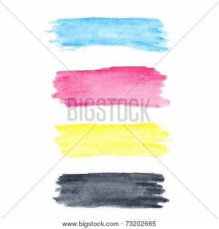 CMYK colors vector watercolor stains