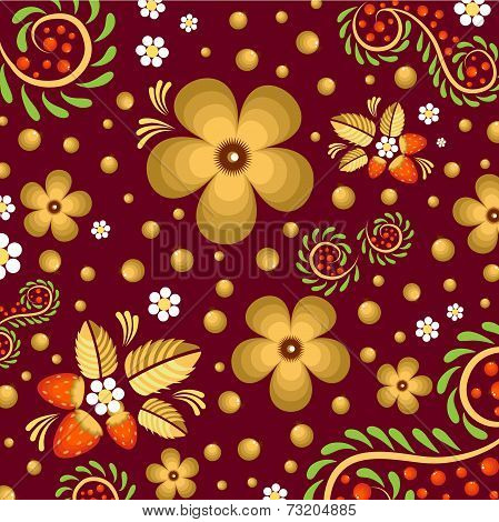 Pattern With Flowers And Berries
