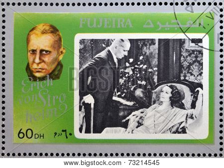 FUJEIRA - CIRCA 1972 : stamp printed in Fujeira shows actor Erich von Stroheim circa 1972