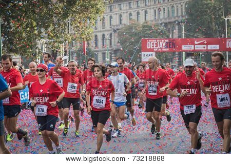 Athletes Taking Part In Deejay Ten, Running Event Organized By Deejay Radio In Milan, Italy