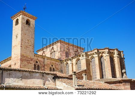 Detail of the facade of St Mary Cathedral in Siguenza Guadalajara Spain.