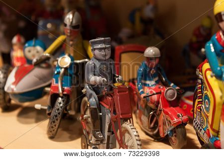 Vintage Tinplate Toys On Display At Homi, Home International Show In Milan, Italy
