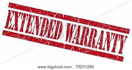 Extended Warranty Red Square Grunge Textured Isolated Stamp