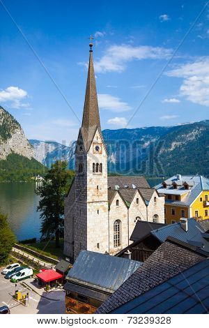 View Of Hallstatt Christuskirche Church Bell Tower
