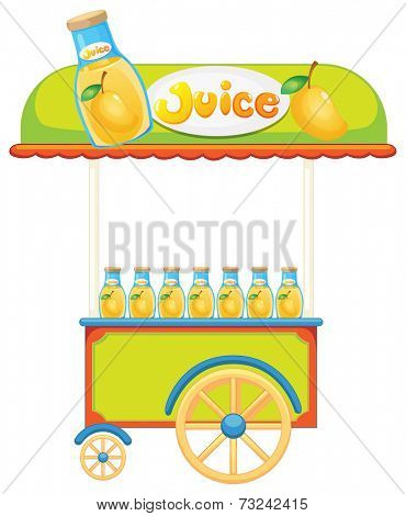 Illustration of a wooden juice cart on a white background