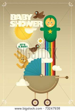 Creative baby shower poster. Vector illustration.