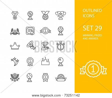 Outline icons thin flat design, modern line stroke style