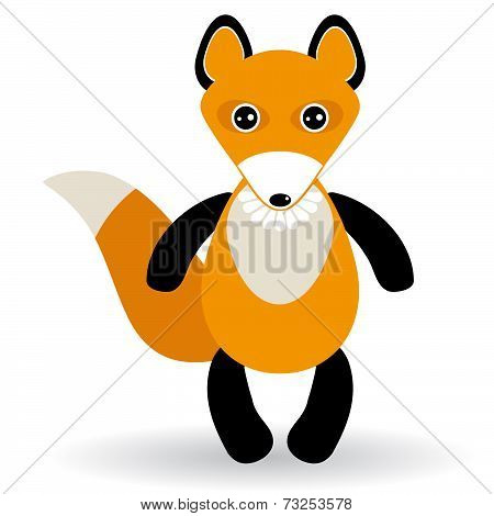 Cute Cartoon Fox On White Background. Vector