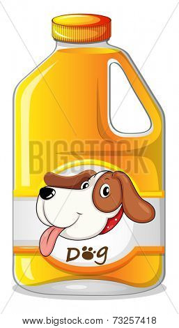 Illustration of a galon of dog soap on a white background