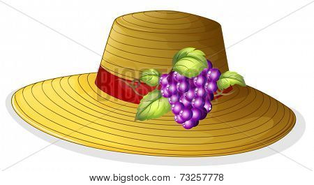 Illustration of a fashionable hat with a fruit on a white background
