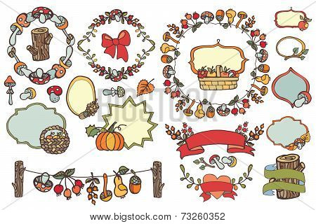 Harvest Template Set.fruits,berries,mushrooms,decor Elements