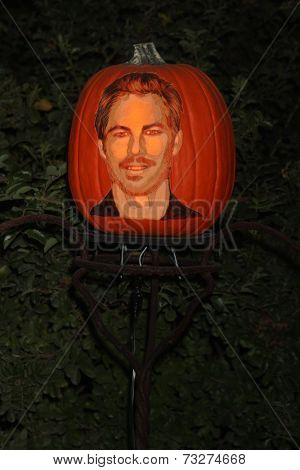 LOS ANGELES - OCT 4:  Paul Walker Carved Pumpkin at the RISE of the Jack O'Lanterns at Descanso Gardens on October 4, 2014 in La Canada Flintridge, CA